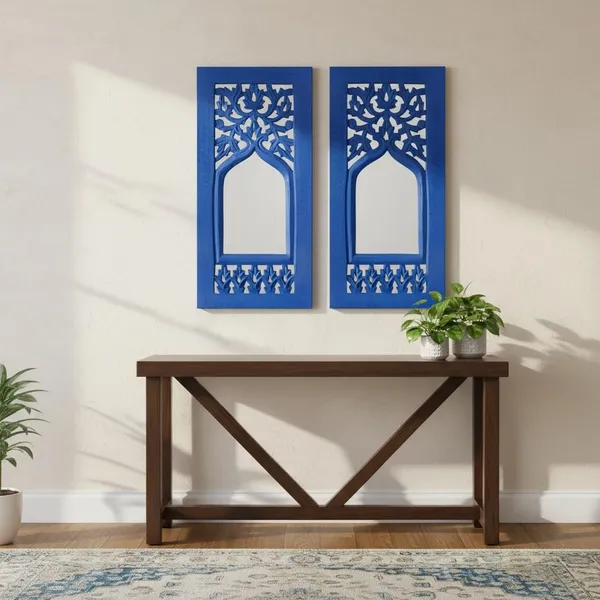 Craft_N_Creatiopns_Decorative_Wooden_Jharokha_Mirror_Wall_Panels,_Royal_Blue,_Traditional_Indian_Style_Carved_Design,_Set_of_2_in_17_x_7_inches