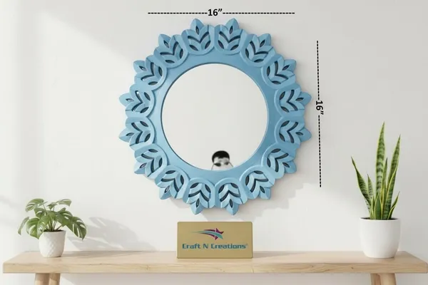 Ivory_Bloom_Wall_Mirror,_Decorative_Floral_Frame,_Traditional_Indian_Style,_40.6_x_43.2_cm_(Sky_Blue)