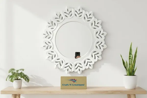 Ivory_Bloom_Wall_Mirror,_Decorative_Floral_Frame,_Traditional_Indian_Style,_40.6_x_43.2_cm_(White)