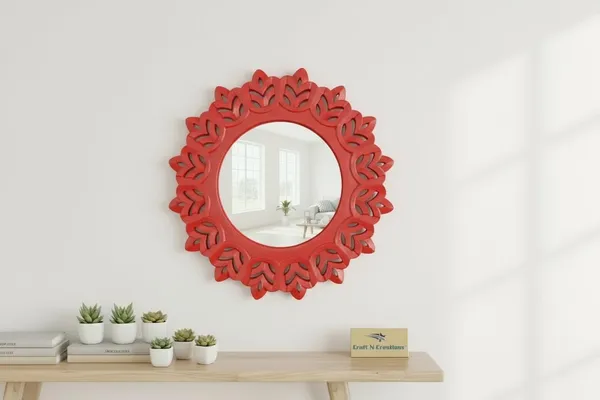 Ivory_Bloom_Wall_Mirror,_Decorative_Floral_Frame,_Traditional_Indian_Style,_40.6_x_43.2_cm_(Red)