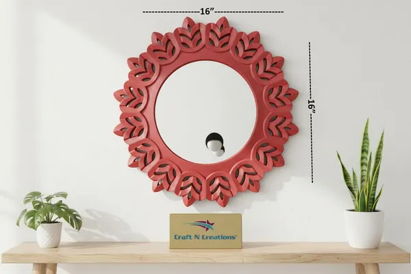 Ivory_Bloom_Wall_Mirror,_Decorative_Floral_Frame,_Traditional_Indian_Style,_40.6_x_43.2_cm_(Red)