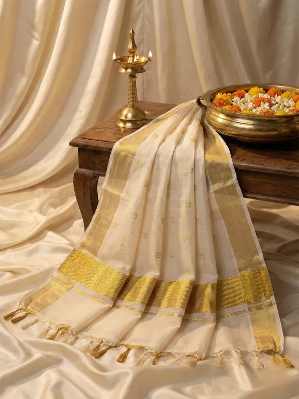 Ivory_And_Off_White_With_Gold_Accents_Aksharamala_Tissue_Saree
