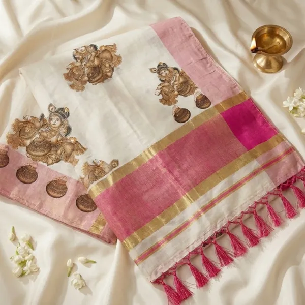 Off_White_With_Pink_And_Gold_Accents_Balakrishna_Bhakti_Kasavu_Saree