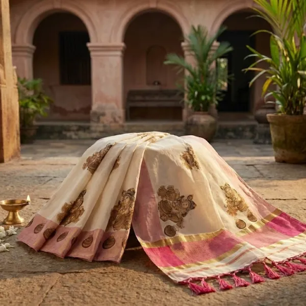 Off_White_With_Pink_And_Gold_Accents_Balakrishna_Bhakti_Kasavu_Saree