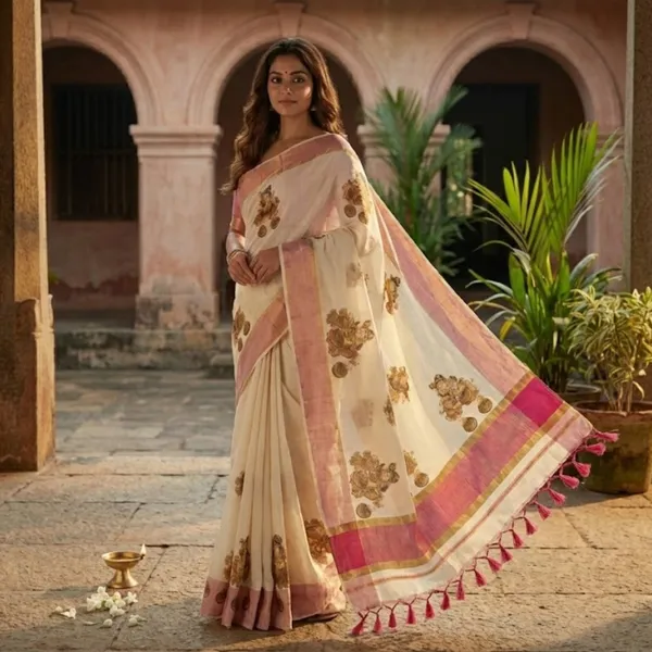 Off_White_With_Pink_And_Gold_Accents_Balakrishna_Bhakti_Kasavu_Saree