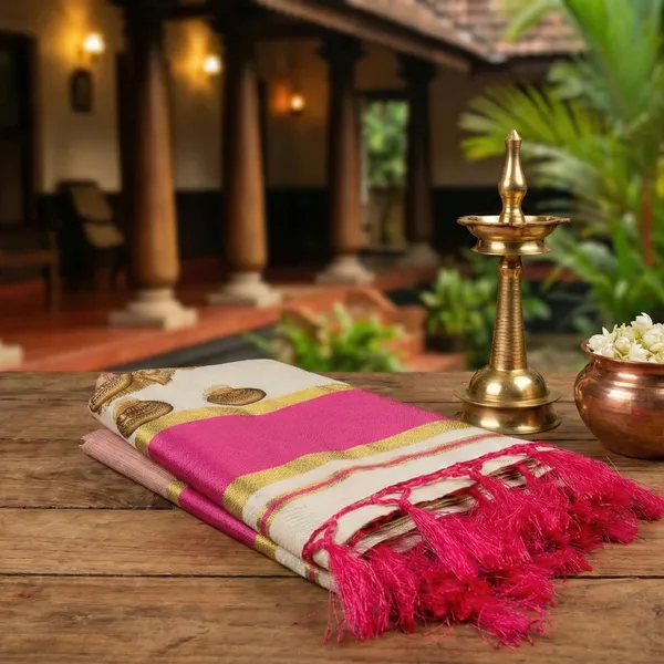 Off_White_With_Pink_And_Gold_Accents_Balakrishna_Bhakti_Kasavu_Saree