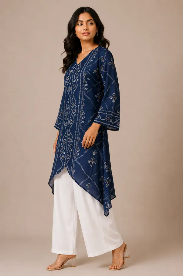 Bandhani_Print_Asymmetrical_Kaftan_Co-ord_set