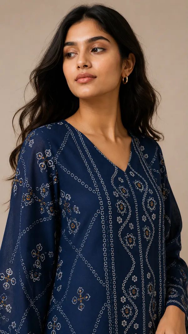 Bandhani_Print_Asymmetrical_Kaftan_Co-ord_set