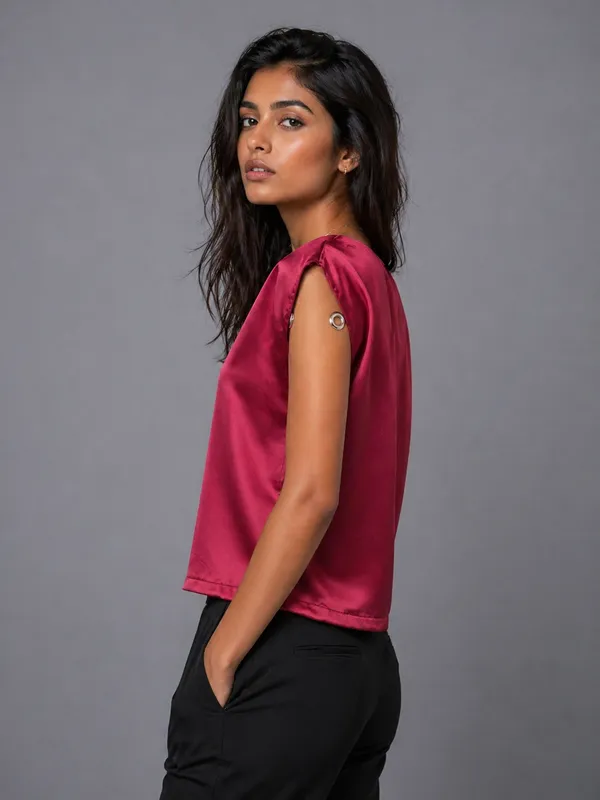 Berry_Satin_V-Neck_Top