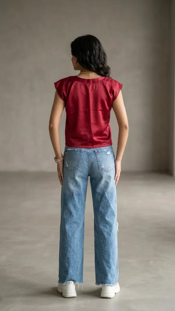 Berry_Satin_V-Neck_Top