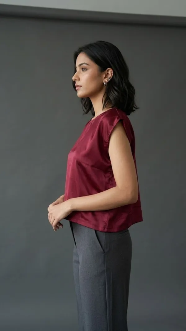 Berry_Satin_V-Neck_Top