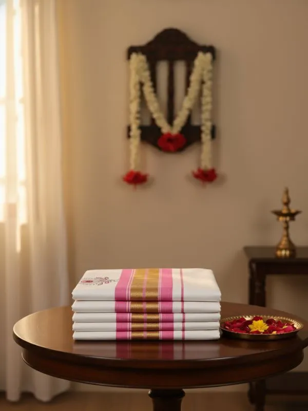 Ivory_Pink_And_Gold_Bloom_Buta_Kasavu_Saree_Ivory_With_Floral_Motifs