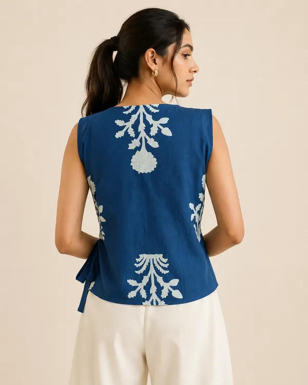 Blue_Block_Floral_Wrap_Top