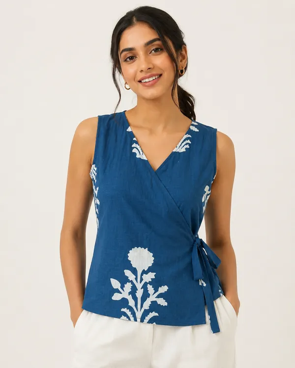 Blue_Block_Floral_Wrap_Top