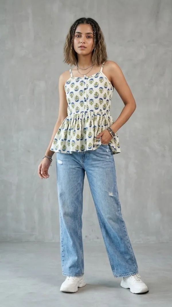 Blue_Buti_Floral_Peplum_Top