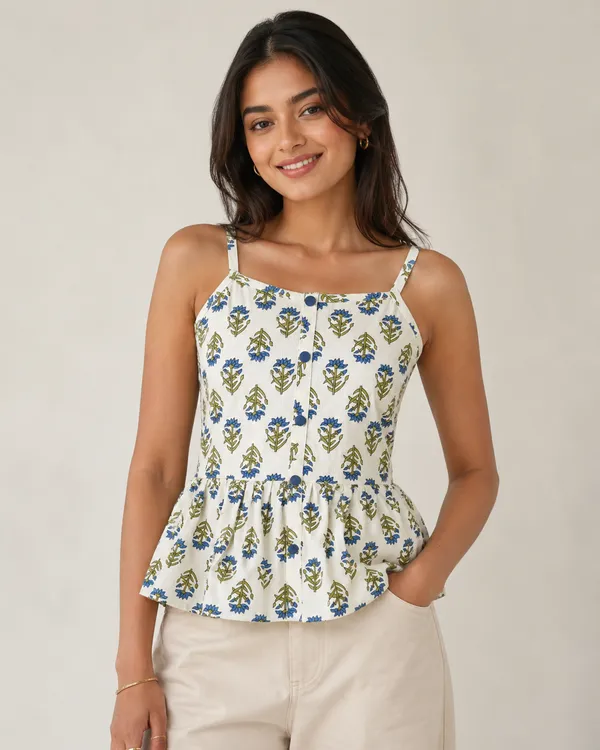Blue_Buti_Floral_Peplum_Top