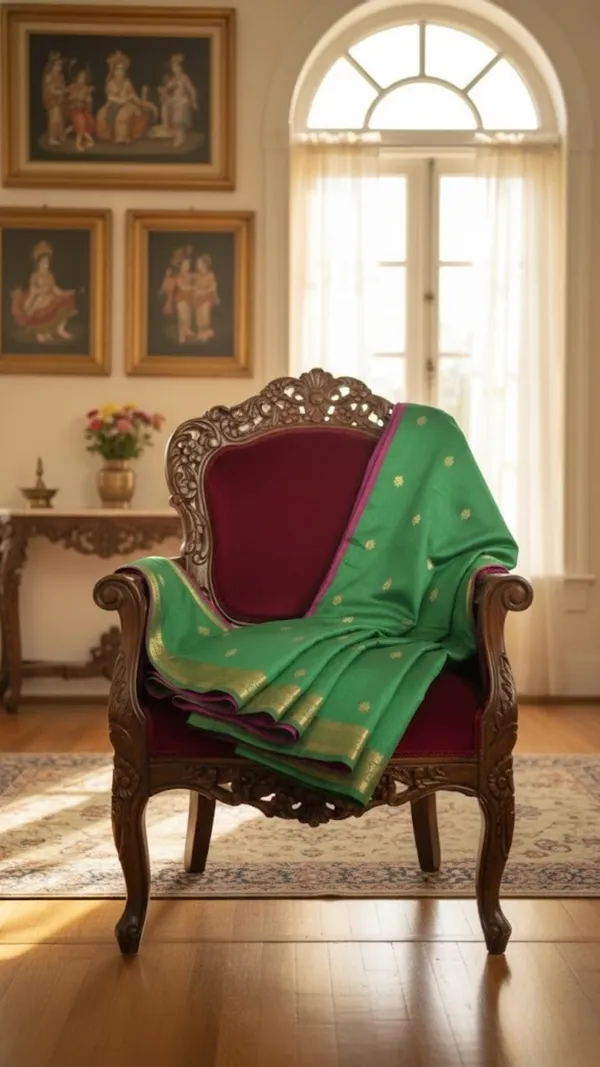 Emerald_Green_With_Contrast_Magenta_Border_Classic_Kalyani_Cotton_Saree