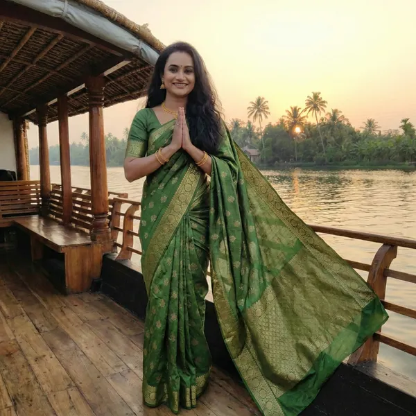 Forest_Green_And_Gold_Haritha_Pushpa_Kasavu_Saree