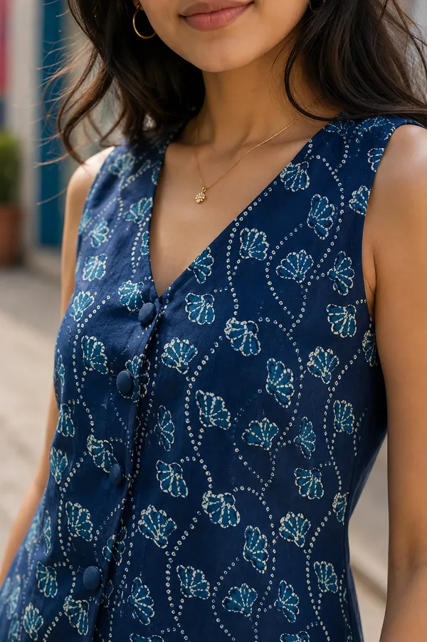 Indigo_Block_Print_Front-Button_Waistcoat_Top