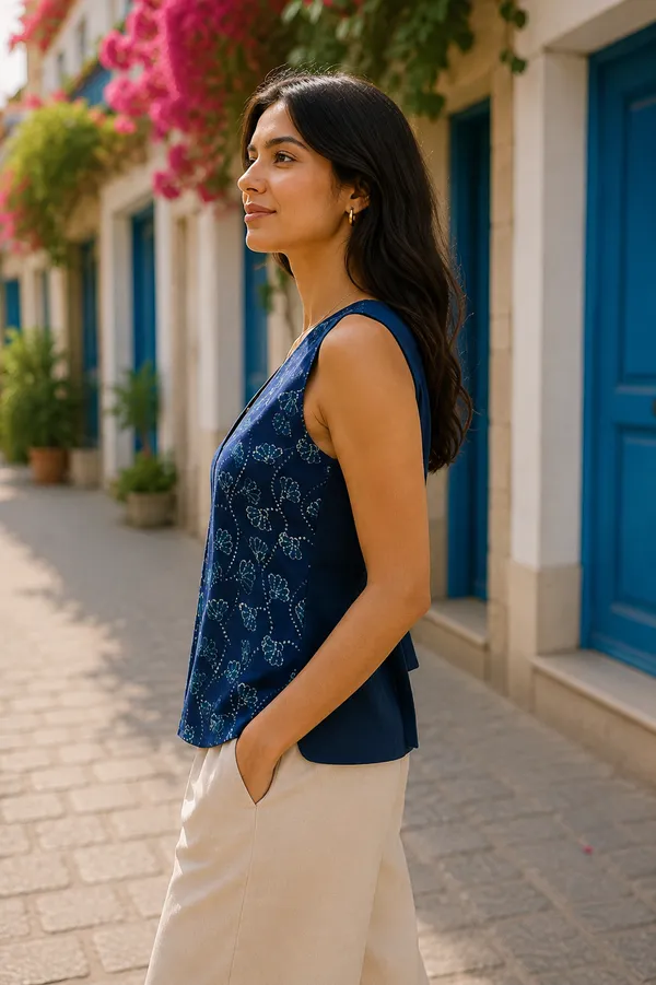 Indigo_Block_Print_Front-Button_Waistcoat_Top