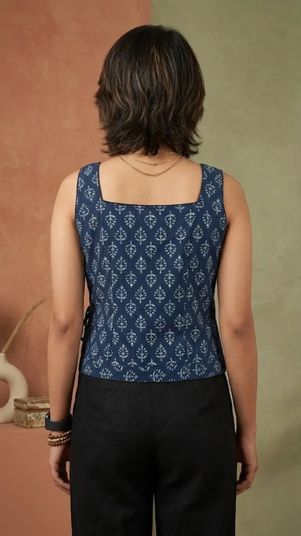 Indigo_Leaf_Wrap_Cotton_Top