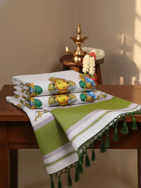 Off_White_And_Green_Kerala_Mural_Heritage_Cotton_Kasavu_Saree