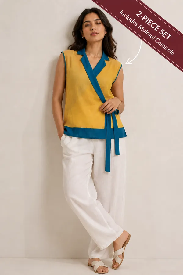 Yellow_Mulmul_Wrap_Top