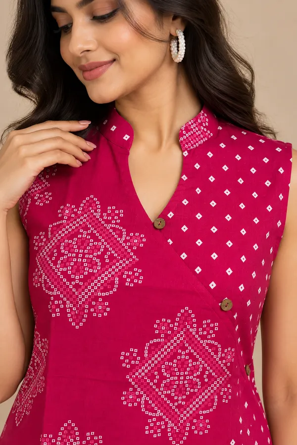 Magenta_Bandhani_Fusion_Wrap_Top