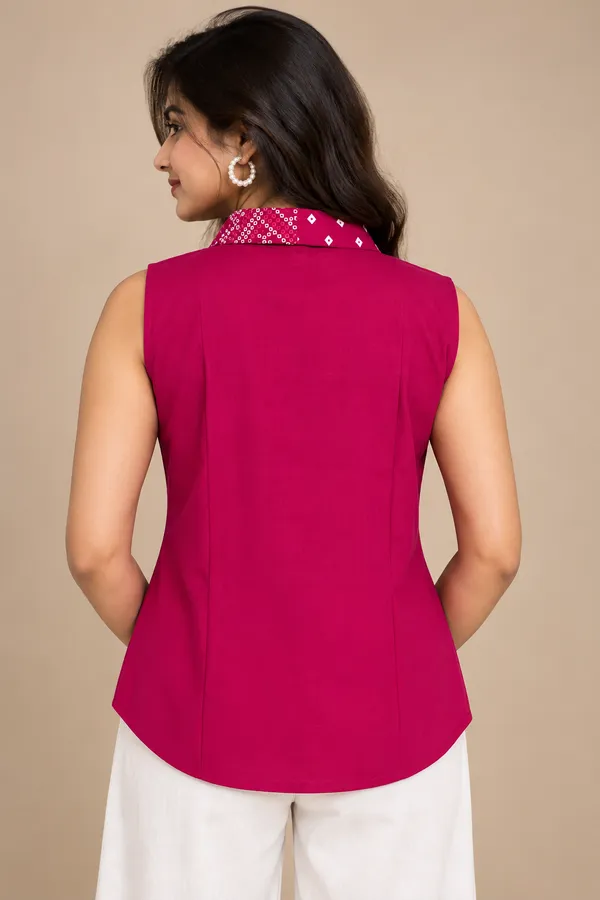 Magenta_Bandhani_Fusion_Wrap_Top