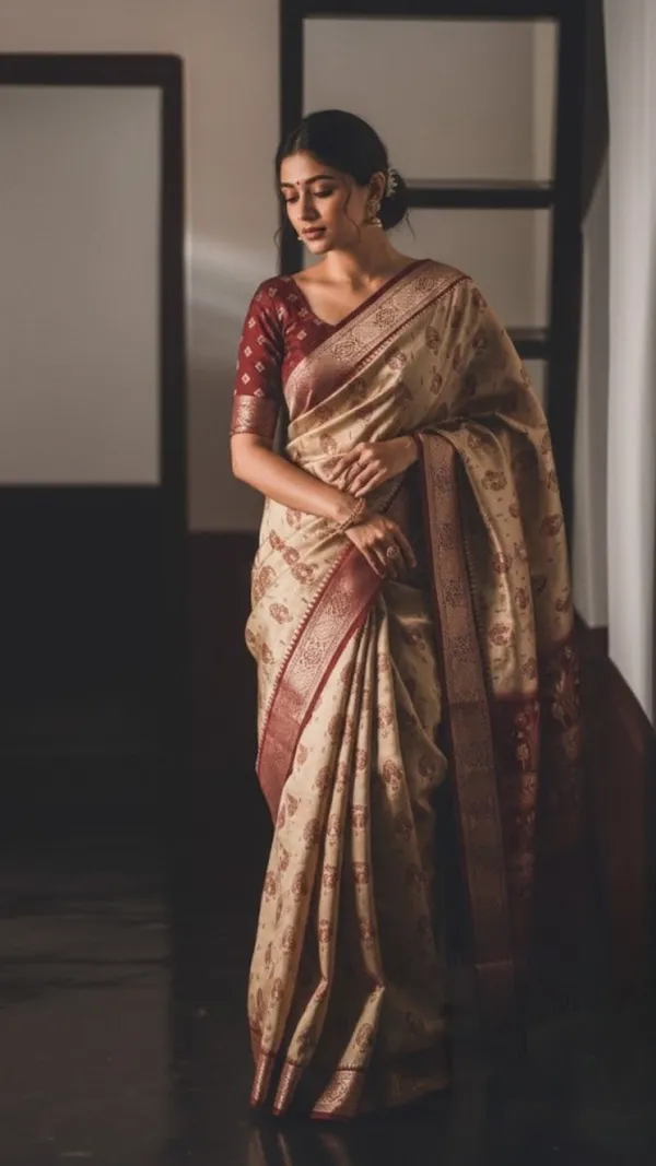 Maroon_And_Beige_Maroon_&_Beige_Zari_Woven_Silk_Blend_Saree