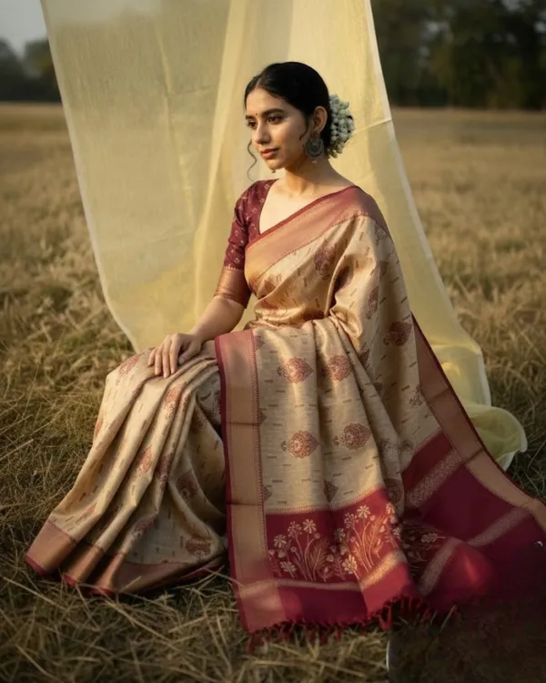 Maroon_And_Beige_Maroon_&_Beige_Zari_Woven_Silk_Blend_Saree