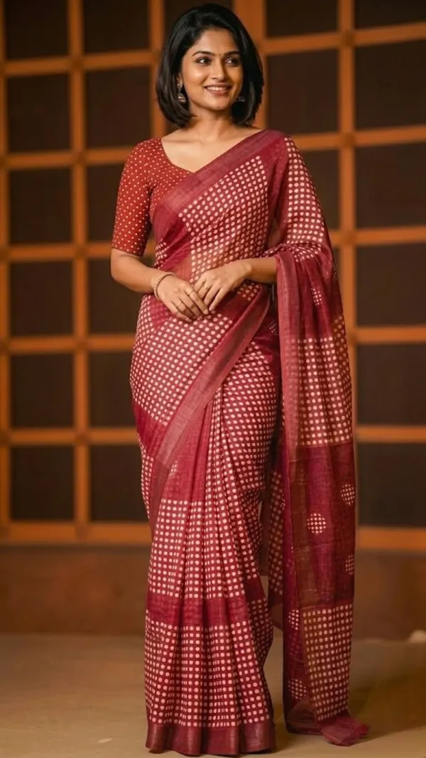 Maroon_&_White_Handloom_Linen_Saree