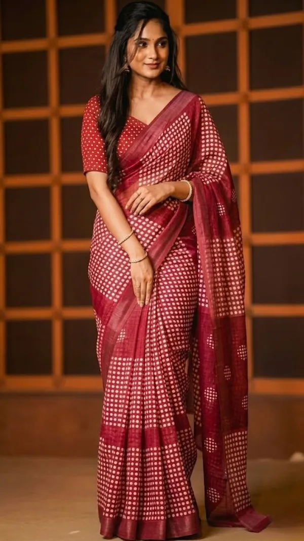 Maroon_&_White_Handloom_Linen_Saree
