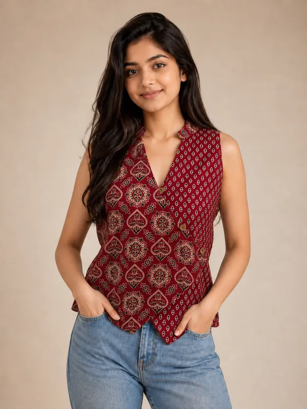 Maroon_Ethnic_Wrap_Top