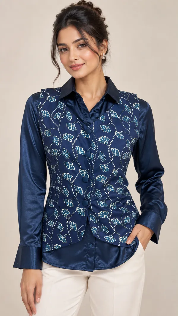 Navy_Satin_Shirt_&_Printed_Waistcoat_Set