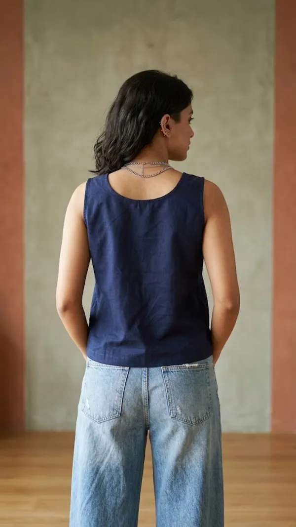 Navy_Side_Button_Cotton_Top