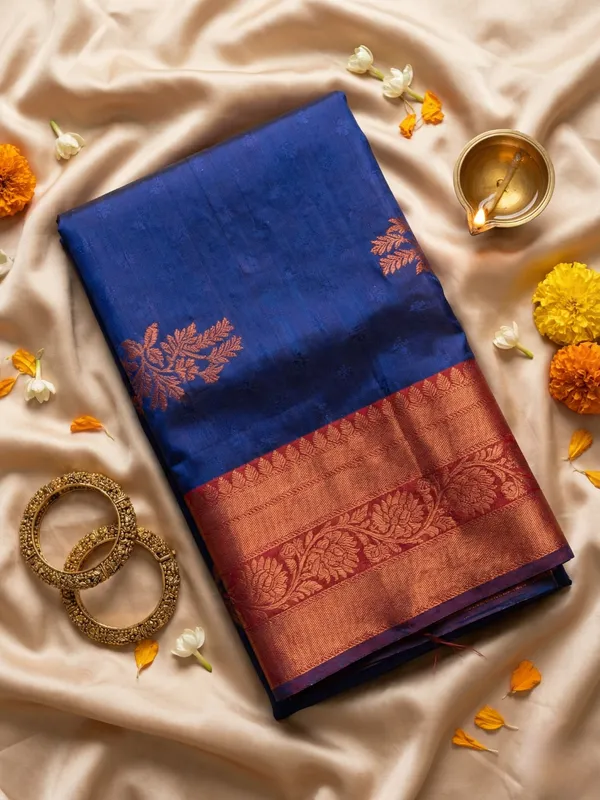 Royal_Blue_And_Deep_Red_Neel_Sindoori_Saree_With_Copper_Zari_Accents
