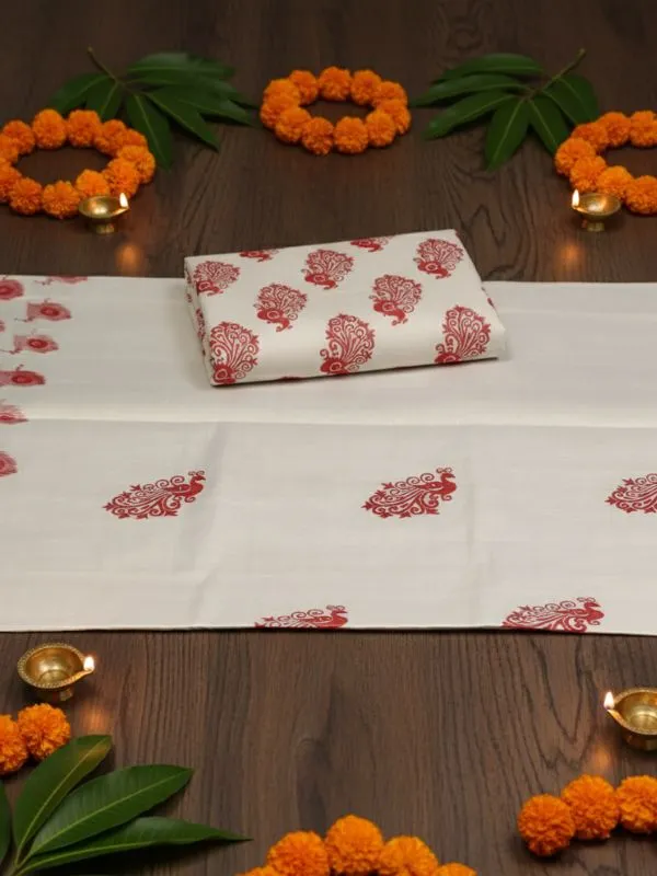 Ivory_And_Off_White_With_Gold_Peacock_Raga_Kasavu_Ivory_Cotton_Saree_With_Red_Motifs
