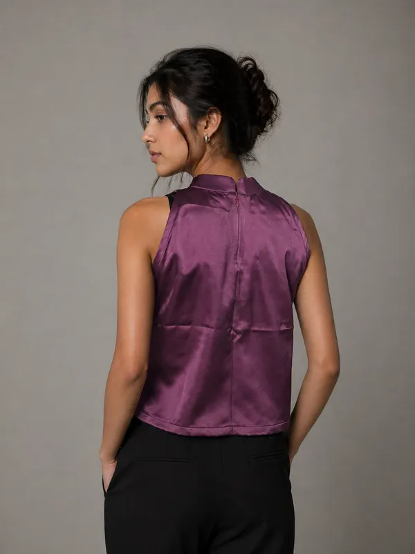 Plum_Satin_Drape_Top