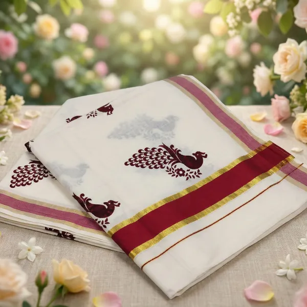 Off_White_And_Ivory_With_Maroon_Gold_Accents_Ragamayi_Mayura_Kasavu_Saree