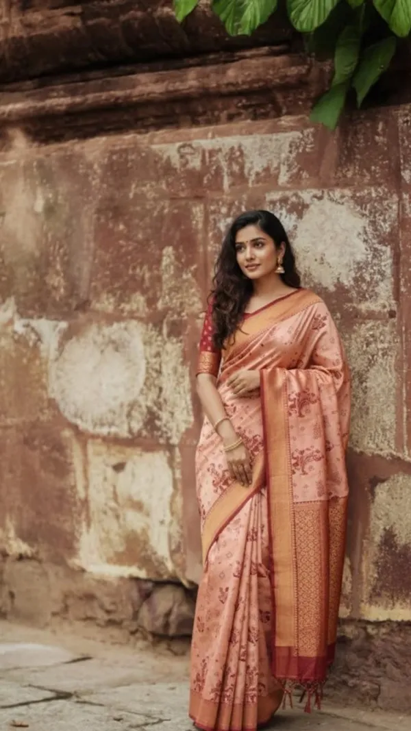 Peach_Rust_Traditional_Zari_Saree