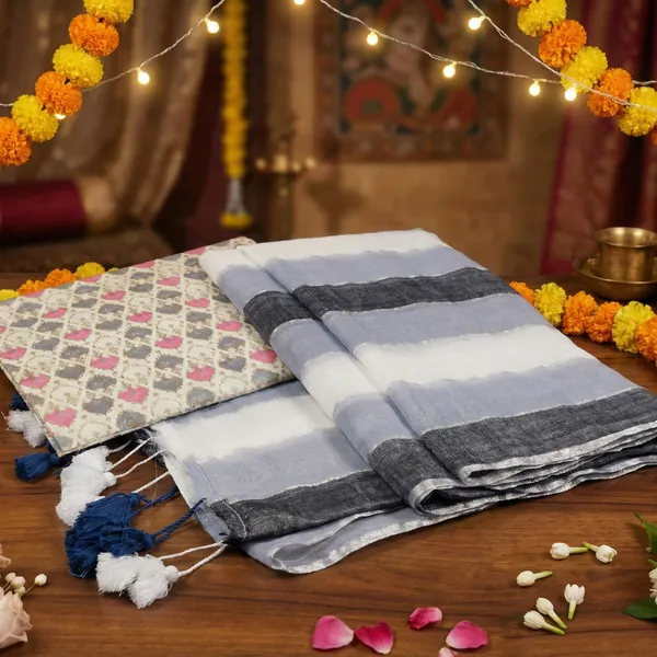 Grey_Blue_And_White_Stripes_Soft_Mul_Mul_Cotton_Saree