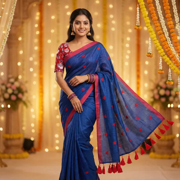 Navy_Blue_And_Red_Soft_Mul_Mul_Cotton_Saree_With_Heart_Motifs