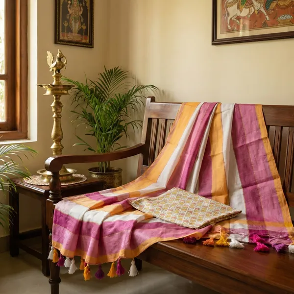 Pink_Mustard_Yellow_And_Ivory_Soft_Mul_Mul_Cotton_Stripes_Saree