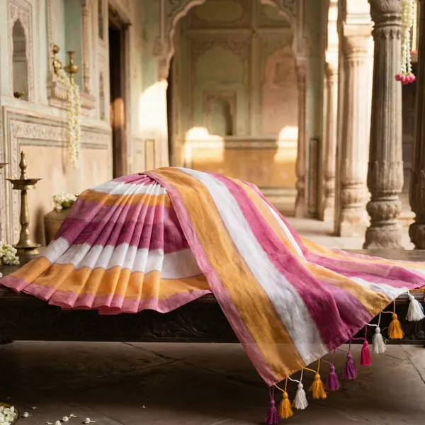 Pink_Mustard_Yellow_And_Ivory_Soft_Mul_Mul_Cotton_Stripes_Saree