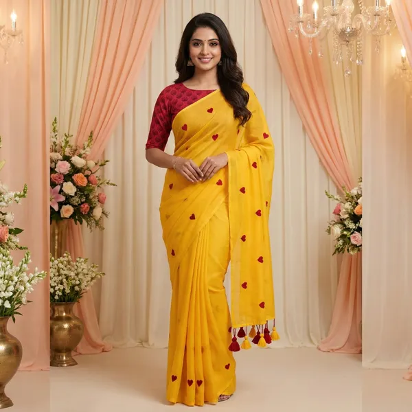 Yellow_And_Red_Soft_Mul_Mul_Cotton_Saree_With_Heart_Motifs