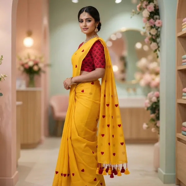 Yellow_And_Red_Soft_Mul_Mul_Cotton_Saree_With_Heart_Motifs
