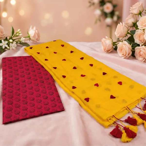 Yellow_And_Red_Soft_Mul_Mul_Cotton_Saree_With_Heart_Motifs