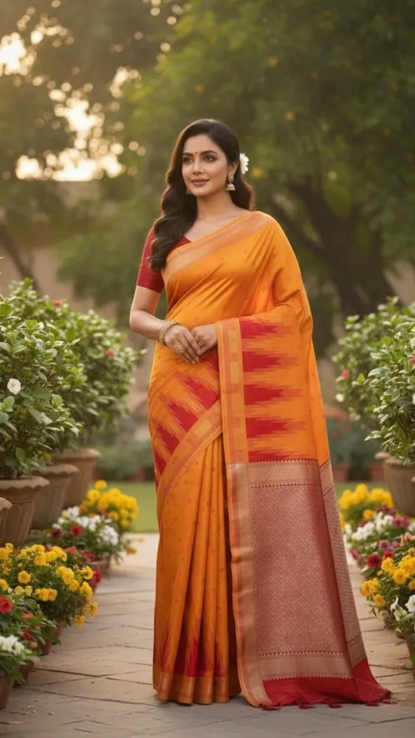 Amber_Orange_With_Red_Accents_Sunset_Amber_Silk_Saree