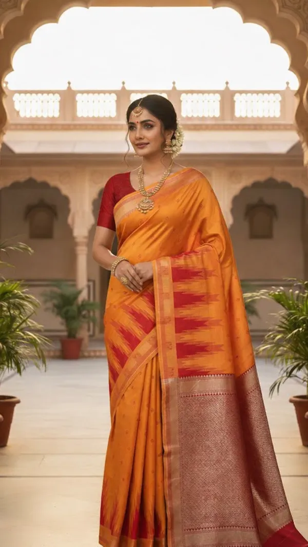 Amber_Orange_With_Red_Accents_Sunset_Amber_Silk_Saree